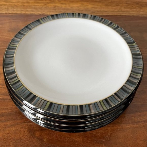 Denby Dining Set Of 4 Denby Jet Stripes Tea Side Bread Plates Made In England Stoneware